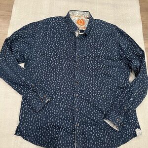 [7/US 3XL/PTP:25”]Au Noir Blue Prints Dress Shirt